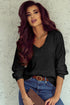 Eyelet Pattern Detail V Neck Drop Shoulder Sweater
